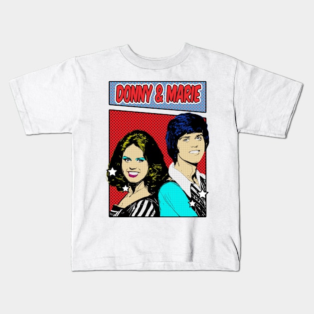 Donny and Marie Osmond 80s Pop Art Comic Style Kids T-Shirt by Flasher